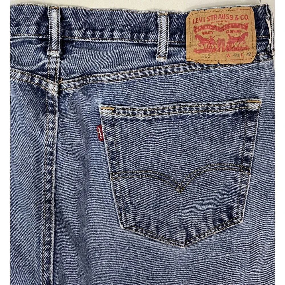 LEVI'S 505 Jeans Men 38x28 Denim Blue Regular Fit Straight Leg Zip Fly Tag 40x29